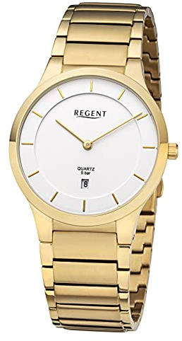 REGENT Herren-Uhren Analog Quarz One Size Gold, Weiß 32018677