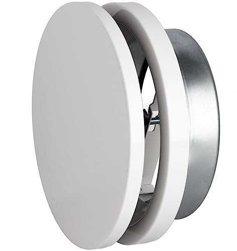 Bouche d'aération réglable ronde - Extraction ou insufflation - En acier inoxydable 304 pour conduit et gaine VMC, hotte et extracteur - Pour plafond ou mur - 100mm Ø 100 mm DN100