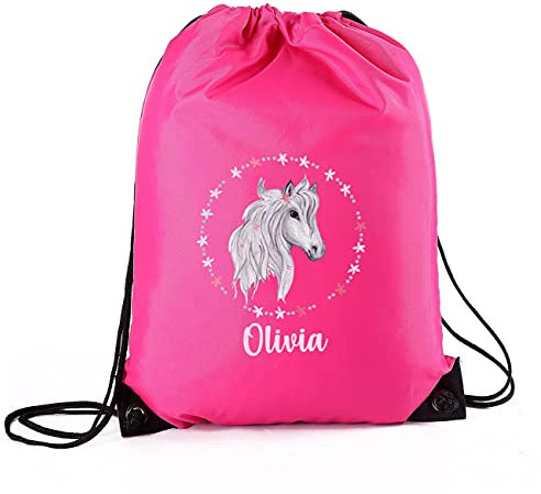 Striefchen® Sportbeutel für Mädchen, verschiedene Motive, personalisiert Pferd Pink