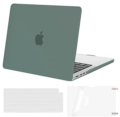 MOSISO Hülle Kompatibel mit MacBook Pro 14 Zoll 2024-2021 M4 M3 M2 M1 A3112 A3185 A3401 A2918 A2992 A2779 A2442 Pro/Max,Hartschale Case &Tastaturschutz&Displayschutz,Mitternacht Grün