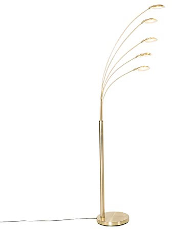 QAZQA - Design Stehleuchte I Stehlampe I Standleuchte I Lampe I Leuchte Messing inkl. LED 5-flammig - Sixties Trento Touch-funktion Dimmer I Dimmbar I Wohnzimmer I Schlafzimmer - Stahl Rund - I (nicht