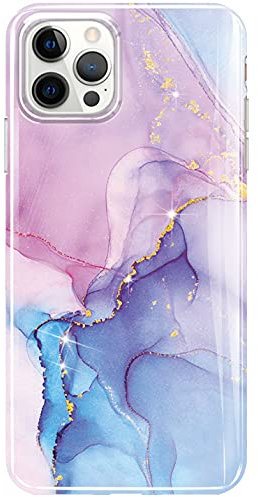 luolnh Gold Glitter Sparkle Case Compatible with iPhone 13 Pro Max Case Marble Design Shockproof Slim Soft Silicone Bumper Cover Phone Case for iPhone 13 Pro Max 6.7 Inch 2021(Dream Purple)