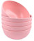 IDISON Lot de 5 bols en plastique incassables réutilisables pour salade, pâtes, riz, nouilles, soupe (rose)