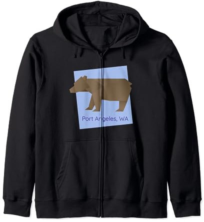 Port Angeles Brown Origami Oso Abstracto Animal geométrico Sudadera con Capucha