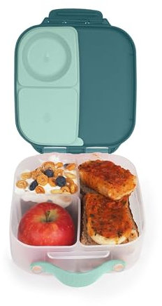 b.box Mini Brotdose für Kinder mit Fächern | Bento Box, 3 Fächer (2 Auslaufsicher) | Lunchbox für Gerichte & Snacks | Platz für Ganzes Obst | BPA-frei