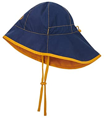 Finkid Ranta Sport Blau - Wasserabweisender leichter Kinder Sommerhut, Größe 48 - Farbe Navy - Golden Yellow