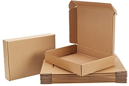 Pemtow Versandkartons, 20 Stück, braun, Wellpappe, Literatur-Versandkarton, Pappkarton, für Verpackung, Versand, Geschäft