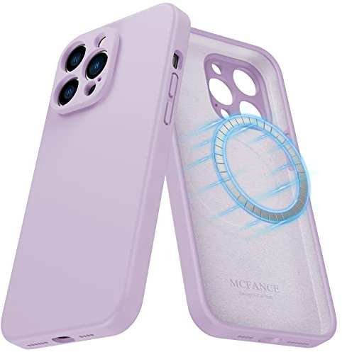 MCFANCE Silicone Magnetic Case for iPhone 14 Pro Max Magsafe Case Silicone Phone Case with Microfiber Lining for iPhone 14 Pro Max 6.7 inch 2022, Light Purple