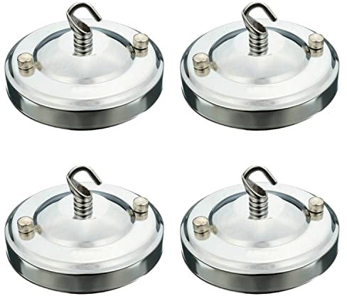 LEDSone Vintage-Deckenrosette mit Hakenplatte, 108 mm, antike Metallfassung für Kronleuchter und Lampen (4er-Pack, Chrom)