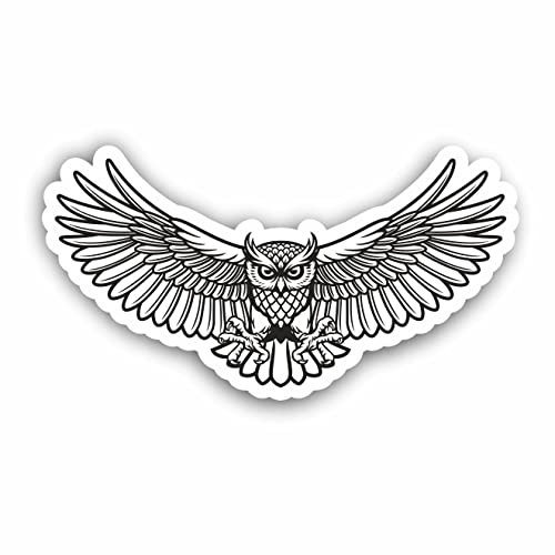 AMA SHOP PVC-Aufkleber Eule schwarz und weiß | Aufkleber für Helm, Motorrad, Wohnmobil, Boot | AutoTuning |