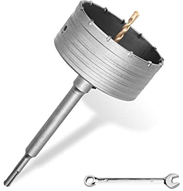 Bohrkrone 110mm SDS Plus set,M22 Gewinde SDS plus Adapter 220mm und Zentrierbohrer 8x110mm,Wandlochsägebohrer für Mauerwerk Natursteine Sandsteine Kunststeine Beton Marmor(110mm)