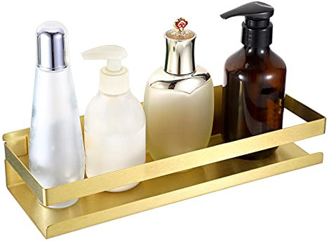 IGNPION Étagère d'angle de salle de bain en acier inoxydable pour accessoires de salle de bain,Étagère murale pour salle de bain,Organiseur de rangement pour cuisine, hôtel (doré, 30 cm)