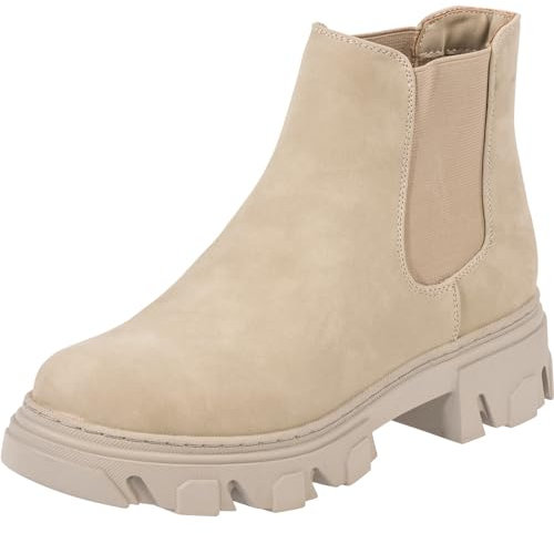 Palado Chelsea Boots Damen Paros - modische Stiefeletten - leicht gefütterte Boots - elegante Stiefel Cream/Cream UK8 - EU41