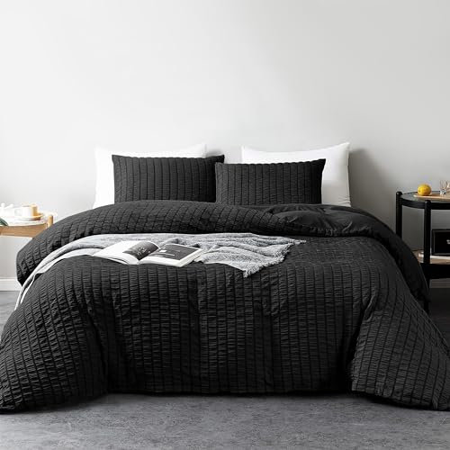 My home store Funda nórdica Seersucker Ropa de Cama (negro, King)