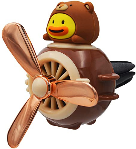 Car Interior Diffuser Bear Pilot Retro Airplane Reusable Personalised Car Air Freshener with Aroma Fragrance Air Outlet Vent Accessories (Brown)