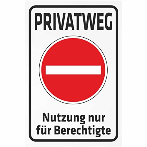 INDIGOS UG - Aluverbundplatte Schilder 3mm - Sicherheit - Privatweg - Nutzung nur für Berechtigte - 200x150 mm - Hotel, Firma, Schutz, KITA, Arzt, Praxis, Wohnung