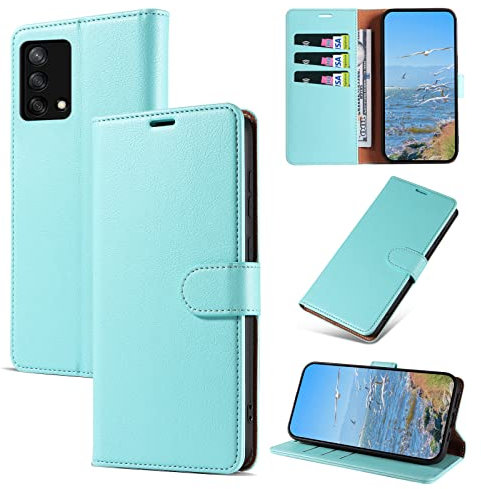 KKEIKO Coque pour Oppo A74 4G / Oppo F19 4G, Antichoc Magnetique Étui à Rabat avec Porte Cartes, Portefeuille Housse en Cuir PU pour Oppo A74 4G / Oppo F19 4G, Vert