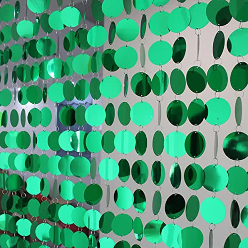 ECYC Ltd Sparkle Sequin Beaded Curtain Door String Curtains, PVC Sequin Bead Doorway Curtain Door Window Decor Room Divider Blind for Home Festivals Wedding Party Decorations (5 Strips, Green)