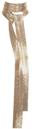 Agoky Damen Lange Dünne Schal Metallic mit Glitter Funkelnde Metall Pailletten Krawatten für Abschlussball Hochzeiten Abend Party Gold One_Size