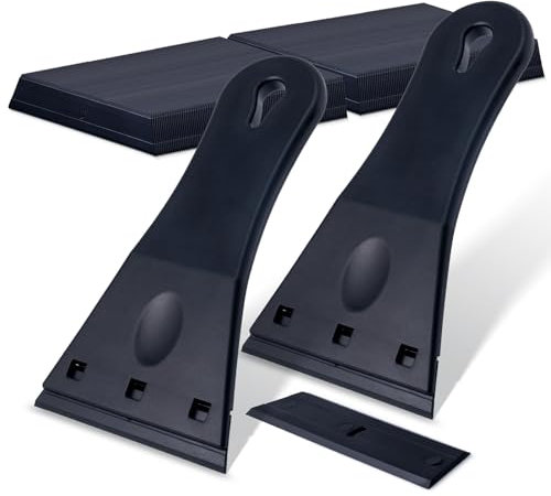 FOSHIO 2 raschietti in plastica nera con 100 lame in plastica, raschietto in plastica per adesivi in vinile, rimozione di vetro e finestre, rimozione della colla