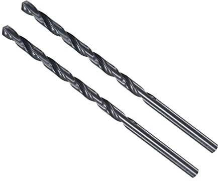 CoCud Barrena para Taladro Barrenas Diámetro Perforación 6mm Acero Rápido con Recubrimiento Óxido Negro Extra Largo Y Mango Recto para Acero Inoxidable Aleación Metálica 2 Uds