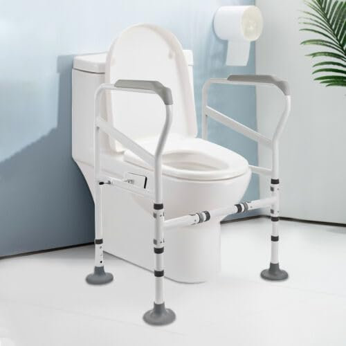 Shiyinge WC, pasamanos para inodoro, soporte para sillas y sillas, marco antideslizante, ayuda para levantarse, asiento de inodoro, altura ajustable, con ventosas, hasta 100 kg