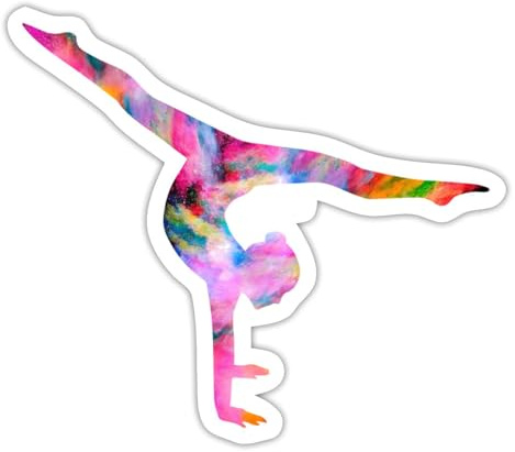 Bunte Handstand Turnerin Sticker Aufkleber