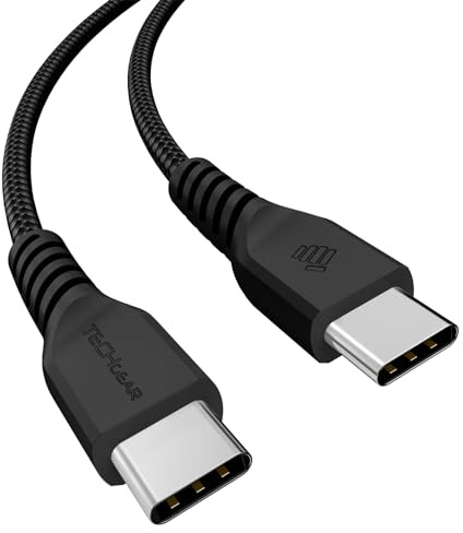 TECHGEAR USB C to USB C Charger Cable 60W [30CM] Braided Short Fast Charging Type C to C Data Lead for iPhone 17 16 15 Pro Max, iPad Air/Pro, MacBook, Samsung S26 S25 S24 A56 A17, Pixel, Power Bank
