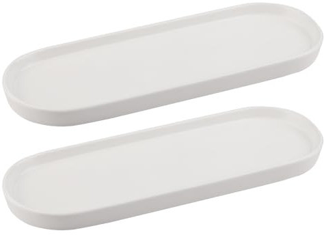 VanEnjoy White Ceramic Rectangular Tray for Bathroom Counter, Kitchen Counter, Nightstand - Sturdy, Glossy, 8.42 x 4.21 x 0.71 inches, 100% Ceramic