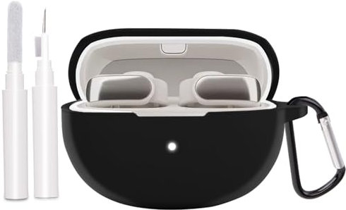 NEW Compatible with Bose Ultra Open Earbuds Case with Durable Keychain Silicone Shockproof Full Protective Case Cover Soft Earphone Accessories for Women Men Powerful Drop Protection(2024) (Black)
