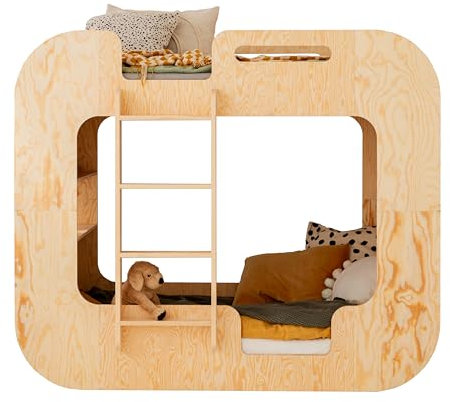 ADEKO Kinderbett Mundo 70x160 aus Holz Etagenbett Kinderzimmermöbel, Bett mit Lattenrost, Verschiedene Varianten