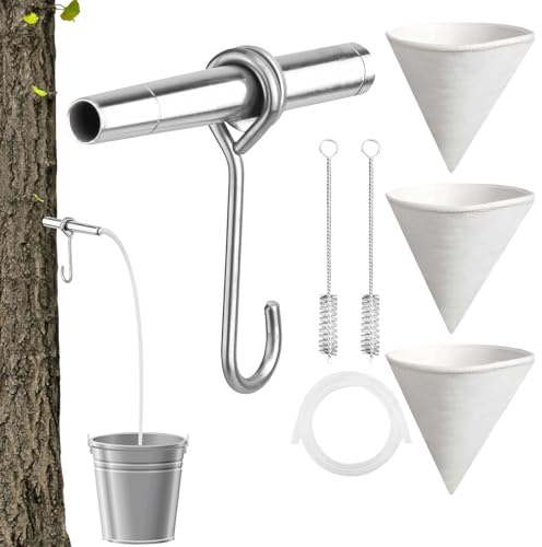 Recitem Ahornsirup Zapfhähne mit 1/3/6 PCS Filtertrichter Ahornsirup Haken Ahornsirup Lieferungen Ahornsirup-Baum-Gewindebohrer-Set für Ahornsirup, Sugaring, Ahorn, SirupZubehör (Paket 2)
