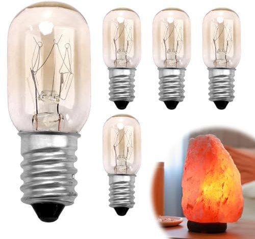 15W E14 Screw Salt Lamp Bulbs, 5Pcs 230V Mini Wax Warmer Light Bulb Warm White 2700K Tubular Bulb Small Edison Sewing Machine Light Bulb for Scentsy Plug-in Warmers Fridge Cooker Hood Micro-Wave Oven