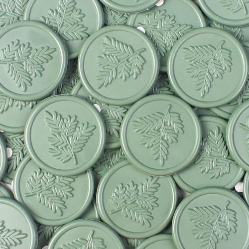 JAGERGREEN 24 Grüne Wachssiegel Selbstklebend mit Olivenzweig Mustern, Siegelwachs Aufkleber für Einladungen, Sticker für Hochzeit, Briefumschläge, Geburtstage, Geschenkverpackungen, DIY