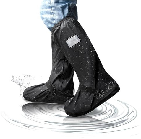 Ziamzra 46-47 EU Regenschutz Schuhe XXL Überzieher Schuhe Regen Überschuhe Wasserdicht Wiederverwendbare Regenschuhe Faltbare Wasserdichte Schuhüberzieher für Männer Frauen Outdoor Fahrrad Motorrad
