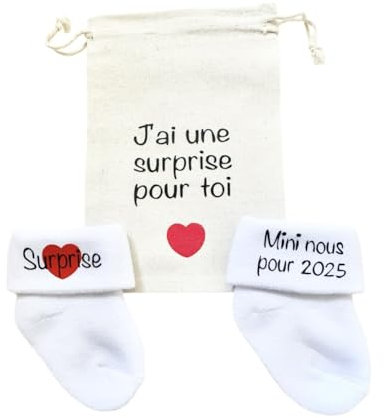 Annonce grossesse originale, chaussettes bébé mini nous 2025 2026, pour famille papa, grand parents, papi, mamie, tonton, tata, frère, soeur et amis