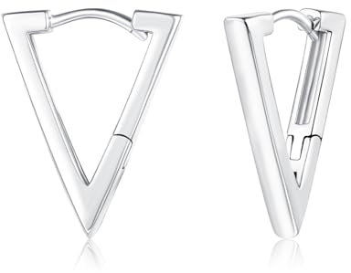 Cangall 925 Sterling Silber Creolen Klein, Triangel Ohrringe, Hypoallergen Knorpel Schlafen Dreieckig, Geometrisch Ohrschmuck für Damen Mädchen