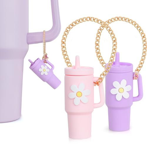 Charms for Stanley Cup with Handle, Charms Accessories for Stanley Tumbler, Charms for Key Purse Handbags Backpacks, Pink&purple, S