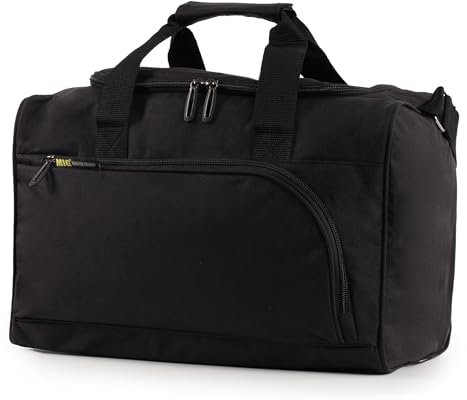 MIG Ryanair Cabin Holdall Bag 40x25x20cm, Showerproof Underseat Luggage Bag | Black Lightweight showerproof 40x25x20cm underseat holdall with adjustable strap for Ryanair, easyJet and Wizz Air