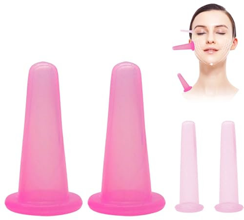 4 Stück Schröpfgläser Silikon,Schröpfen Silikon Schröpfköpfe,Facial Cupping Set,Cupping Gesicht Schröpfen Gesicht,Massage Schröpfglas Gesicht,Faces Cellulite Schröpfgerät,Schröpfmassagegerät (Rosa)