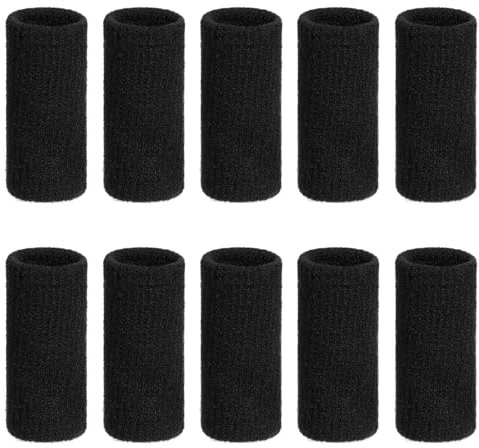 Dimeho Fingerschutz, 10 Stück Elastische Fingerbandage den Sport Verstellbare Dehnbare Fingerhülle Fingerschützer Kompressions Fingerhülsen Fingerstütze zur Fingerschmerzen (Schwarz)