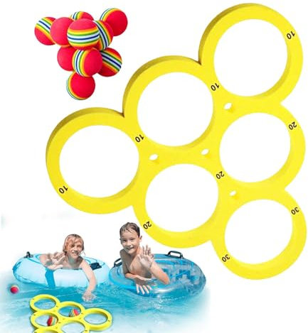 Jeu de lancer de balle de piscine, jeu de lancer de balle flottante de piscine - Jouets de sports nautiques,Jeux de piscine de Sports nautiques flottants amusants, jeu de jouets de lancer avec 10 ball