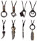 Mikovivi 8pcs Leather Pendant Necklaces, 8 Styles Vintage Leather Rope Chains Adjustable Feather Wolf Tooth Ring Wing Leather Cord Necklace Sweater Jewelry for Men Women