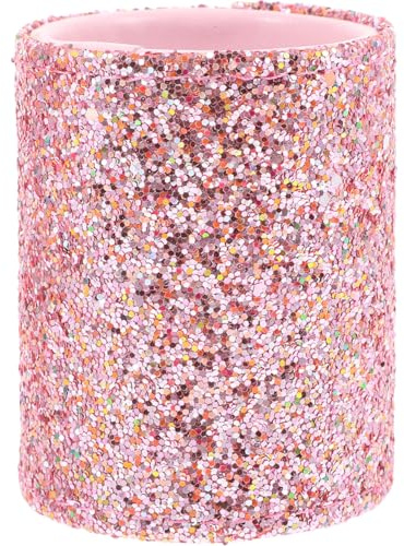 FRCOLOR Glitter Makeup Brush Holder Small Makeup Brush Case Portable Plastic Storage Holder for Eyeliner Pencils Vanity Tabletop and Dressing Table
