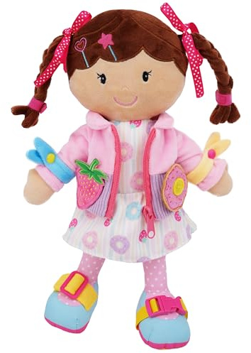 Lullaberry 40cm Dressy Friends Daisy - Educational Stuffed Plush Doll For Kids and Toddlers 18 Months and Up - Montessori Buckle Soft Toy