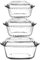 Queensway Home & Dining Glass Casserole Dish with Lid - Oven, Microwave & Freezer Safe, Heat-Resistant, Roasting Bakeware - Durable Borosilicate Glass - Set of 3