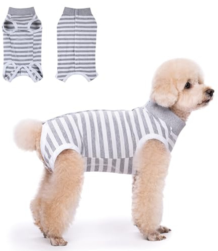 TQFlow Hundbody Nach Op, Body Hund Kastration Wundschutzanzüge Hündin Rüde, Wundschutz Professioneller Pet Recovery Suit, Operationsbody Hund Body Atmungsaktiv Hunde Einteiler (Grau,M)