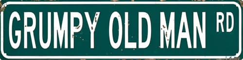 Metall-Blechschild, Motiv: Man Cave, Grumpy Old Man Rd, 10,2 x 40,6 cm, Vintage-Schild, Dekoration für Zuhause, Restaurant, Bar, Café, Garage, Dekoration, einzigartiges Geschenk für Humor-Liebhaber