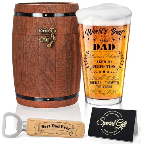 Joybble Birthday Gifts for Dad, Beer Glass in Vintage Box, Christmas Personalised Presents