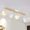 Aulaiyi Deckenstrahler 4 Flammig, Schwenkbar 350°, Vintage Deckenlampe LED Deckenleuchte, E14 Fassung Industrial Holzmaserung Spotbalken für Küche, Wohnzimmer, Schlafzimmer, Weiß (Ohne Leuchtmittel)